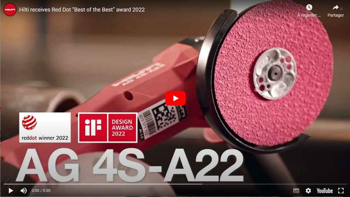 Capture de la vidéo sur les red dot Hilti 2022