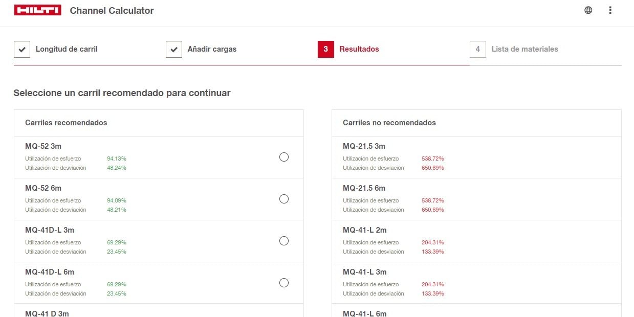 Channel Chalculator - Obtenir une recommandation de rail
