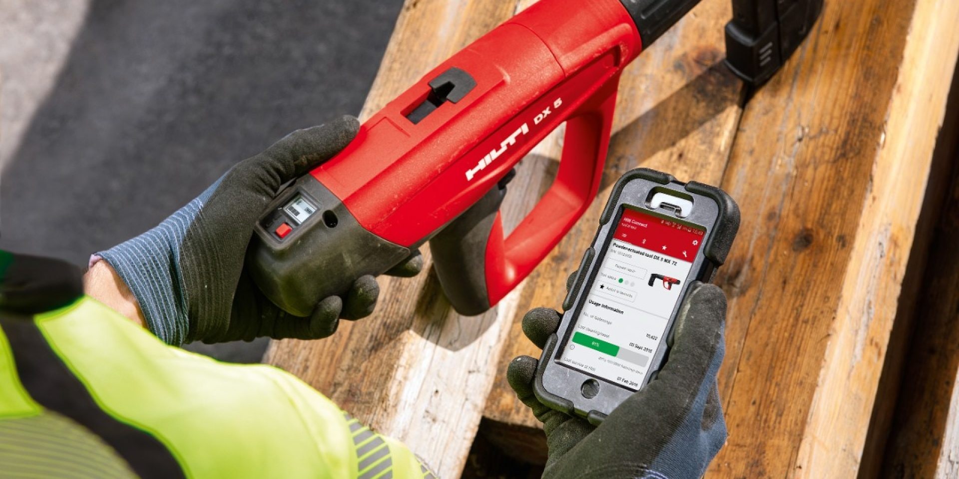 Logiciel Hilti connecté à un cloueur DX 5