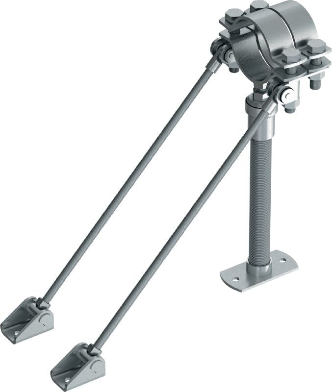 Point fixe universel MFP-UM-I pour charges moyennes Point fixe galvanisé, renforcé d'un côté, avec isolation acoustique pour applications moyennes jusqu'à 14 kN