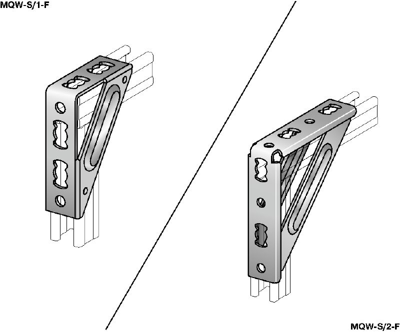 Support d'angle MQW-S-F Équerre solide à 90 degrés galvanisée à chaud (GAC) pour relier plusieurs rails entretoises MQ dans des applications pour charges moyennes/lourdes