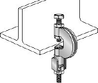 Clip-étau MQT-G Clip-étau galvanisé pour la fixation des tiges filetées sur les poutres en acier inclinées