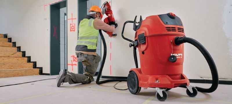 Aspirateur de poussière VC 60M-X de classe M Extracteur de poussière très puissant pour le raccordement avec des outils électriques et des nettoyages de chantier (à eau et à sec), réservoir de 60 l Applications 1