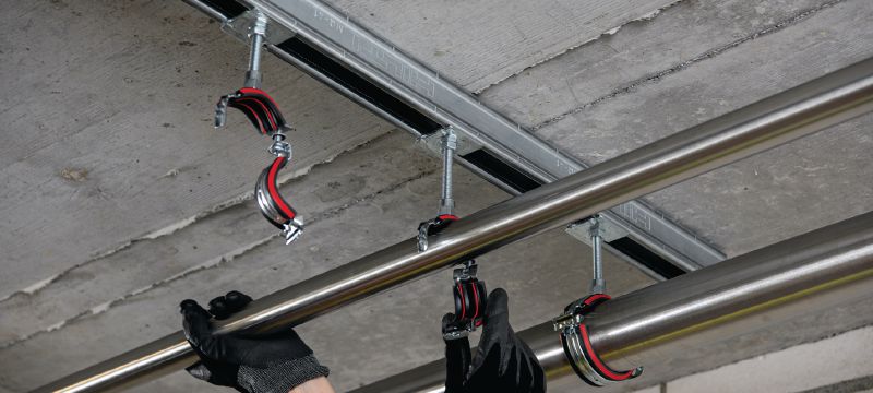 Collier de serrage MP-U-I à fermeture rapide Collier de serrage galvanisé avec isolation acoustique et fermeture rapide pour une productivité maximale dans les applications semi-intensives Applications 1
