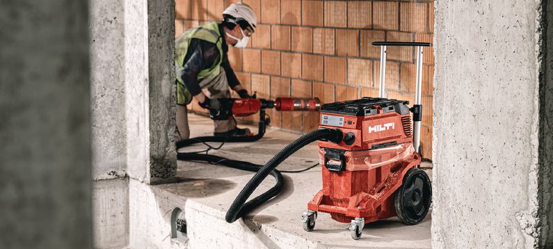 Aspirateur de poussière VC 40H-X de classe H Aspirateur de poussière puissant avec grande cuve et trolley de transport pour le raccordement aux outils électroportatifs et les nettoyages de chantier (à sec et à eau), cuve de 30 l – aspirateur certifié ACD Applications 1