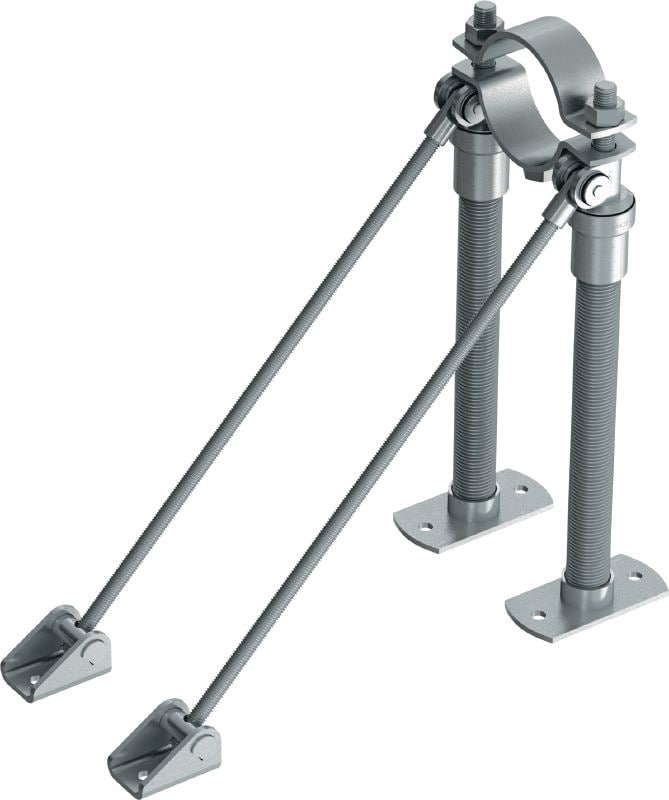 Point fixe universel MFP-ULD-I pour charges légères Point fixe double galvanisé, renforcé d'un côté, avec isolation acoustique pour applications moyennes / légères jusqu'à 8 kN