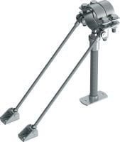 Point fixe universel MFP-UM-I pour charges moyennes Point fixe galvanisé, renforcé d'un côté, avec isolation acoustique pour applications moyennes jusqu'à 14 kN