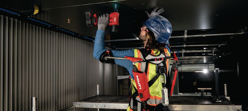 Exosquelette des épaules EXO-S Exosquelette pour les métiers de la construction. A porter pour soulager la fatigue des épaules et du cou lors des applications au-dessus du niveau des épaules. Applications 1