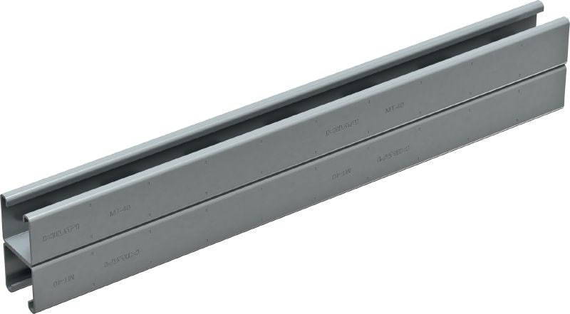 Rail profilé en C MT-40D OC Rail profilé en C double pour charges moyennes, adapté aux composants MT-FL / MT-TL dans les environnements extérieurs