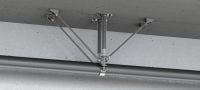 Point fixe universel MFP-ULD2-I pour charges légères Point fixe double galvanisé, renforcé des deux côtés, avec isolation acoustique pour applications moyennes / légères jusqu'à 8 kN Applications 1