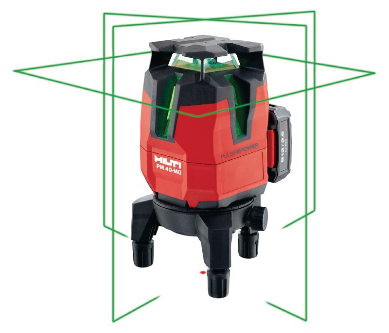 Laser multidirectionnel PM 40-MG Laser multidirectionnel à 4 lignes pour l'aplomb, le nivellement, l'alignement et l'équerrage avec faisceau vert