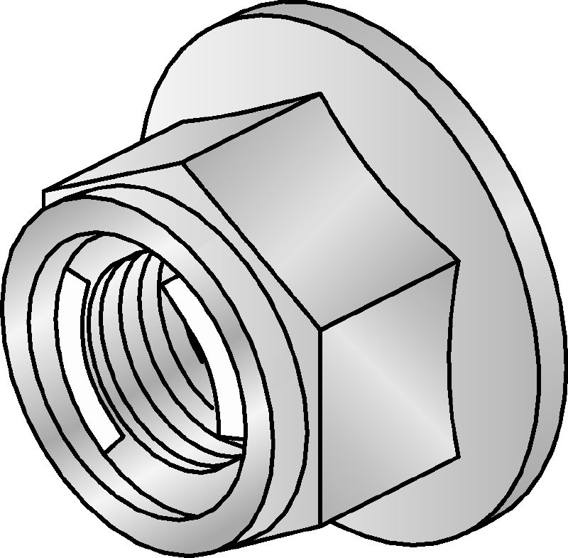 Écrou hexagonal M12-F-SL-WS 3/4 Écrou hexagonal galvanisé à chaud (GAC) avec mécanisme autobloquant, utilisé avec tous les connecteurs MI