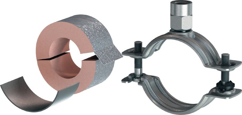 Collier de serrage de réfrigération MI-CF LS Collier de serrage galvanisé avec répartition de charge pour les applications de réfrigération avec une variété d'épaisseur d'isolation
