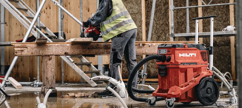 Aspirateur de poussière VC 40H-X de classe H Aspirateur de poussière puissant avec grande cuve et trolley de transport pour le raccordement aux outils électroportatifs et les nettoyages de chantier (à sec et à eau), cuve de 30 l – aspirateur certifié ACD Applications 1