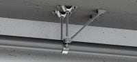 Point fixe MFP-LD pour charges légères Double point fixe galvanisé avec contreventement unilatéral pour applications légères/moyennes jusqu’à 8 kN Applications 1