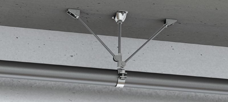 Point fixe MFP-L2 pour charges légères Point fixe galvanisé avec contreventement deux côtés pour applications légères jusqu’à 4 kN Applications 1