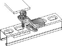 MM-T-16-36 Clip-étau galvanisé pour le raccordement des rails entretoise MM directement aux poutres en acier