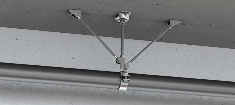 Point fixe MFP-L2-I pour charges légères Point fixe galvanisé, renforcé des deux côtés, avec isolation acoustique pour applications légères jusqu'à 4 kN Applications 1