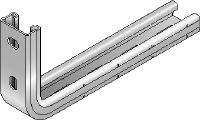 MQK-21-L Console galvanisée avec un rail entretoise MQ simple d'une hauteur de 21 mm destinée aux applications à l'intérieur pour charges moyennes