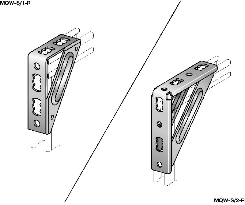 Support d'angle MQW-S-R Équerre solide à 90 degrés en acier inoxydable (A4) pour relier plusieurs rails entretoises MQ dans des applications pour charges moyennes/lourdes