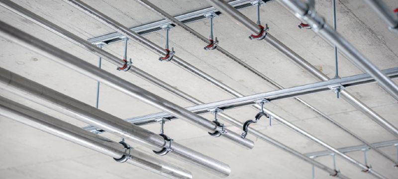 Collier de serrage MP-L-I à fermeture rapide pour charges légères Collier de serrage galvanisé avec insonorisation et fermeture rapide pour une productivité élevée dans les applications légères Applications 1