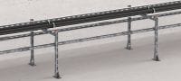 MT-B-O2 FL OC Platine pré-assemblée Connecteur de base avec écrou et boulon Fast-Lock pré-assemblés pour l’ancrage des structures de rail d'entretoise au béton et à l’acier, pour une utilisation en extérieur avec une faible pollution Applications 2