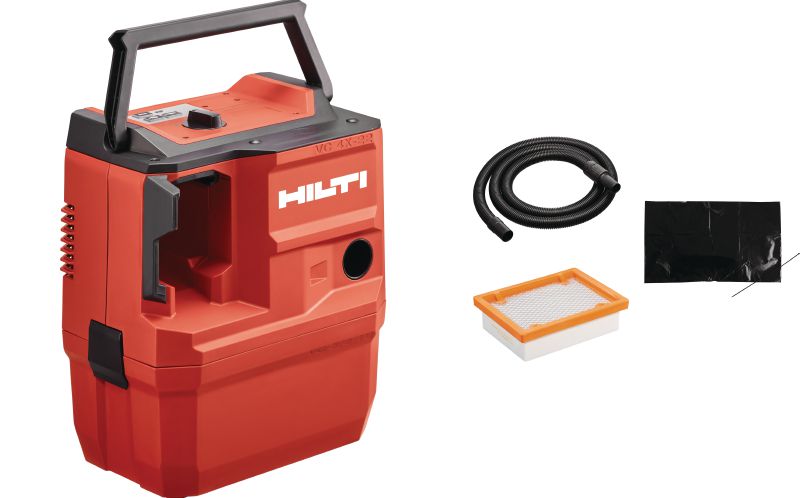 Aspirateur de poussière sans fil VC 4HX-22 T8 de classe H Aspirateur de poussière sans fil, compact et puissant avec sac à dos en option pour le raccordement aux outils électroportatifs et les nettoyages de chantier (à sec et à eau), cuve de 8 l (batterie Nuron)