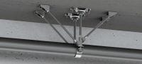 Point fixe MFP-LD2-I pour charges légères Point fixe double galvanisé, renforcé des deux côtés, avec isolation acoustique pour applications moyennes / légères jusqu'à 8 kN Applications 1