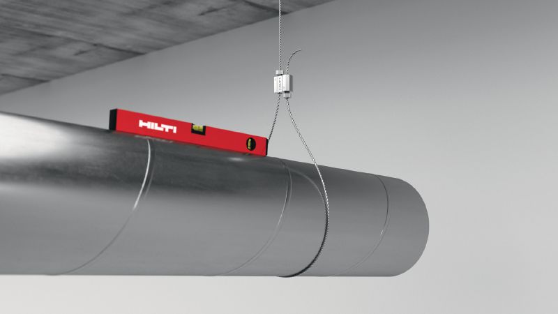 Kit de verrouillage de câble MW-EB L avec câble métallique, cheville à anneau de fin Câble métallique avec cheville à anneau prémontée et verrouillage réglable pour la suspension d'équipements sur le béton et l'acier Applications 1