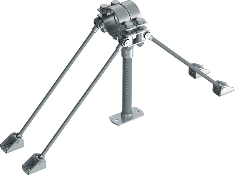 Point fixe universel MFP-UM2-I pour charges moyennes Point fixe galvanisé, renforcé des deux côtés, avec isolation acoustique pour applications moyennes jusqu'à 14 kN