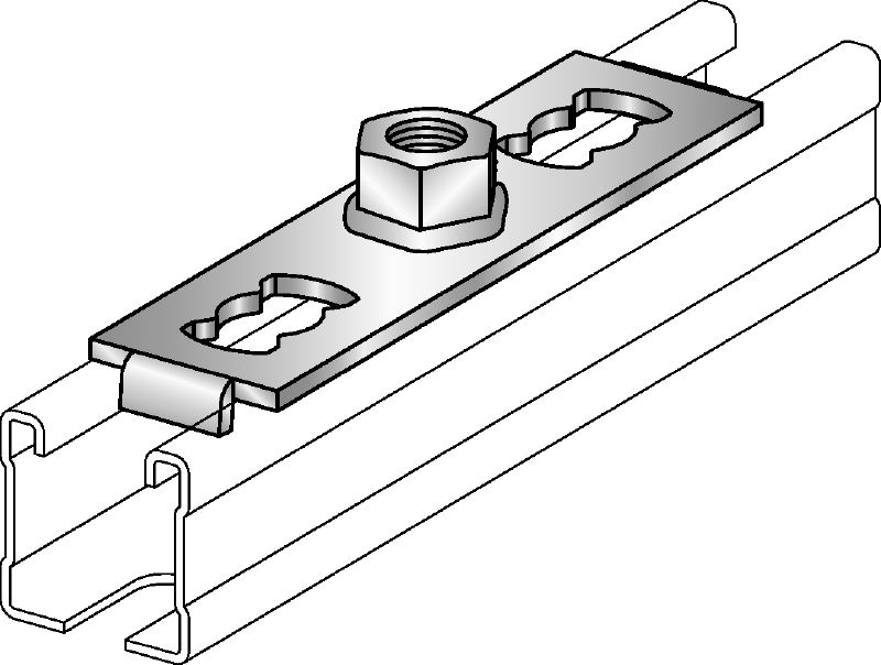 Platine MQG-2-F Platine galvanisée à chaud (GAC) pour raccorder les composants filetés aux rails entretoises MQ