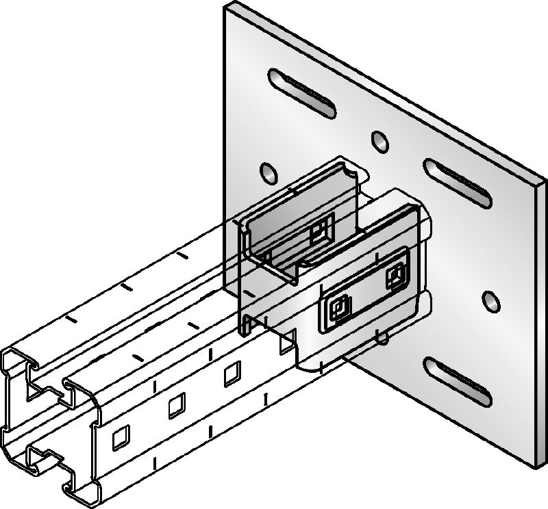 Connecteur de platine MIQC-S Platine galvanisée à chaud (GAC) pour la fixation de rails MIQ sur l'acier dans les applications pour charges lourdes