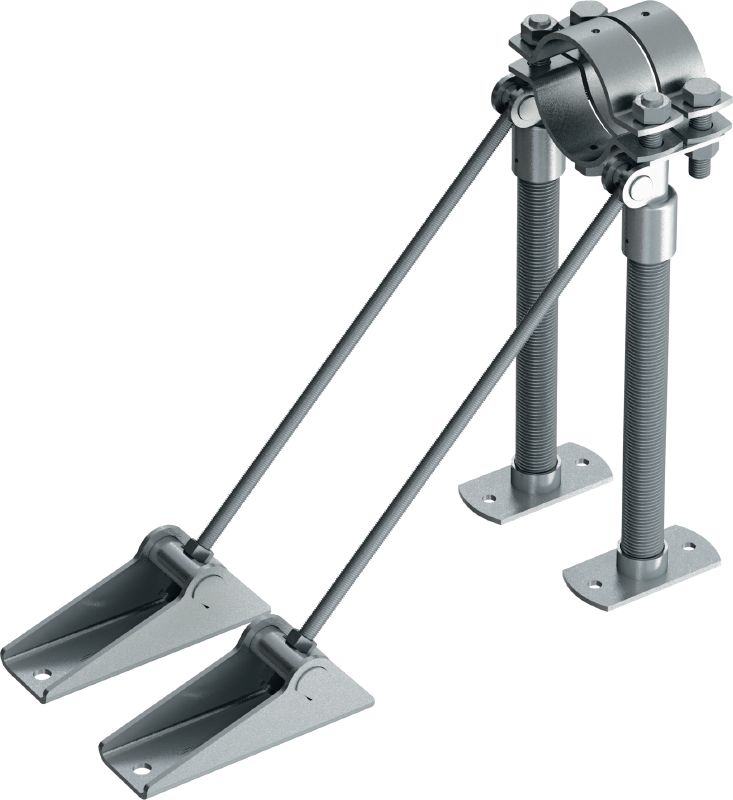 Point fixe universel MFP-UHD (charges lourdes) Double point fixe galvanisé avec contreventement unilatéral pour applications lourdes jusqu’à 36 kN