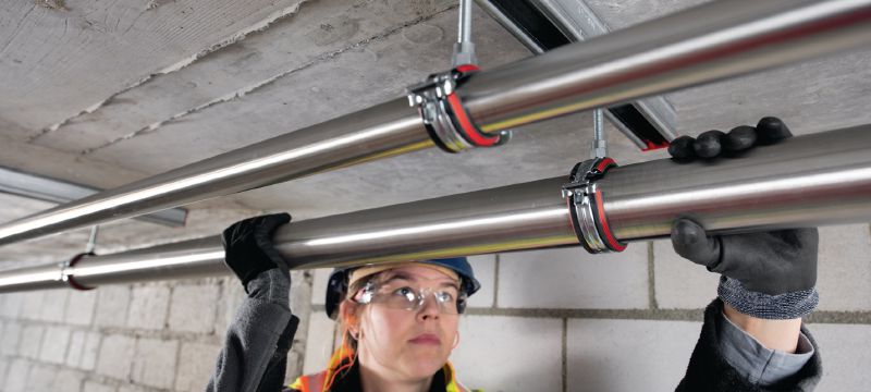 Collier de serrage MP-U-I à fermeture rapide Collier de serrage galvanisé avec isolation acoustique et fermeture rapide pour une productivité maximale dans les applications semi-intensives Applications 1
