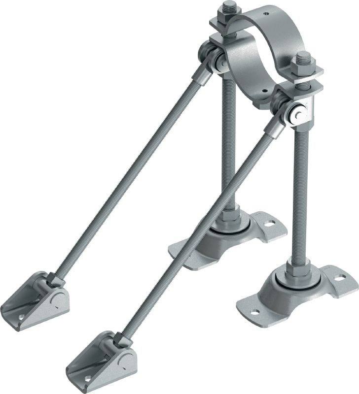 Point fixe MFP-LD-I pour charges légères Point fixe double galvanisé, renforcé d'un côté, avec isolation acoustique pour applications moyennes / légères jusqu'à 8 kN