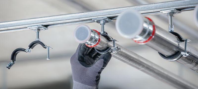 Collier de serrage MP-L-I à fermeture rapide pour charges légères Collier de serrage galvanisé avec insonorisation et fermeture rapide pour une productivité élevée dans les applications légères Applications 1
