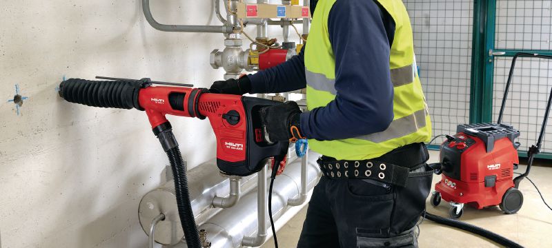 Système d'aspiration de poussière TE DRS-Y Système d'aspiration de poussière pour forage et burinage du béton avec les burineurs Hilti SDS Max (TE-Y) Applications 1