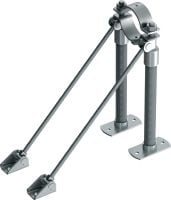 Point fixe universel MFP-ULD pour charges légères Point fixe double galvanisé, renforcé d'un côté, pour applications légères / moyennes jusqu’à 8 kN