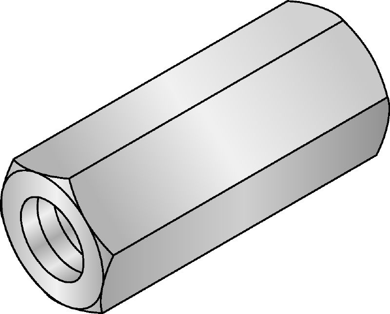 Écrou d'accouplement hexagonal Raccordement à entretoise hexagonal galvanisé pour prolonger les tiges filetées