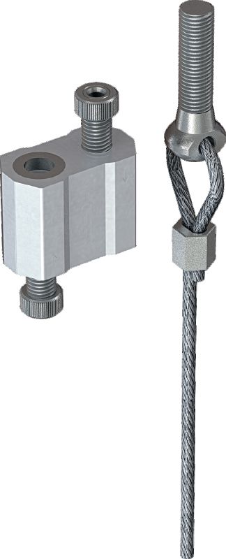 Kit de verrouillage de câble MW-EB L avec câble métallique, cheville à anneau de fin Câble métallique avec cheville à anneau prémontée et verrouillage réglable pour la suspension d'équipements sur le béton et l'acier
