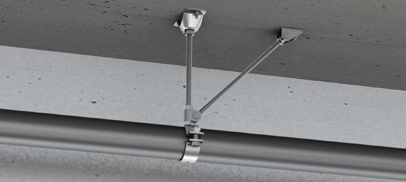 Point fixe MFP-L pour charges légères Point fixe galvanisé avec contreventement unilatéral pour applications légères jusqu’à 4 kN Applications 1