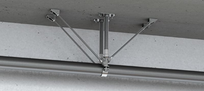 Point fixe universel MFP-ULD2-I pour charges légères Point fixe double galvanisé, renforcé des deux côtés, avec isolation acoustique pour applications moyennes / légères jusqu'à 8 kN Applications 1
