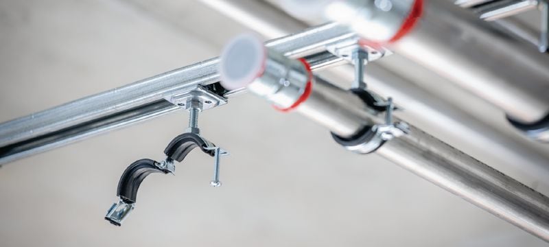 Collier de serrage MP-L-I à fermeture rapide pour charges légères Collier de serrage galvanisé avec insonorisation et fermeture rapide pour une productivité élevée dans les applications légères Applications 1