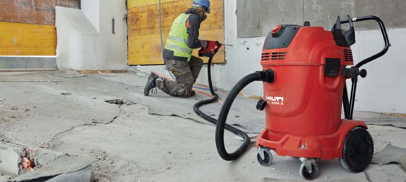 Aspirateur de poussière VC 60M-X de classe M Extracteur de poussière très puissant pour le raccordement avec des outils électriques et des nettoyages de chantier (à eau et à sec), réservoir de 60 l Applications 1