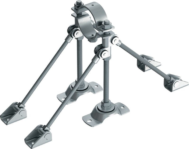 Point fixe MFP-LD2-I pour charges légères Point fixe double galvanisé, renforcé des deux côtés, avec isolation acoustique pour applications moyennes / légères jusqu'à 8 kN