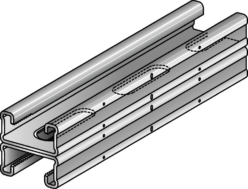 Rail profilé en C MQ-21 D-R Rail profilé en C double en acier inoxydable (A4) pour charges moyennes